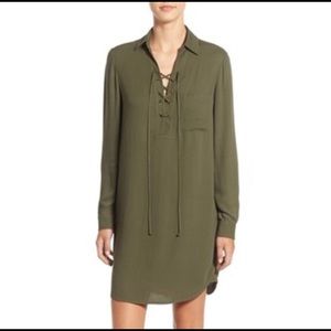 Wayf olive green lace up dress
